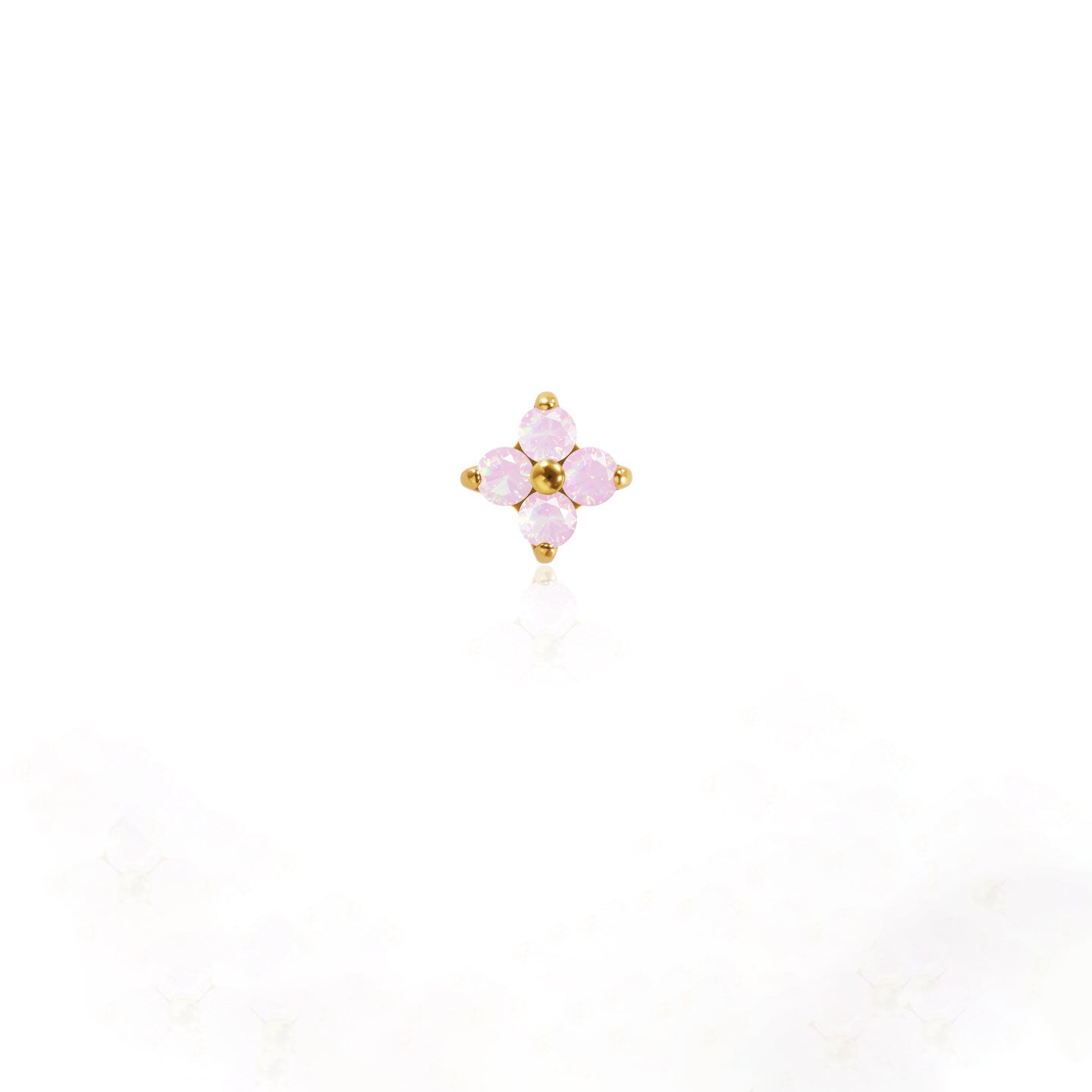 F136 Titanium Gold Bar Opal Four Leaf Clover Internally Threaded Flat Back Studs