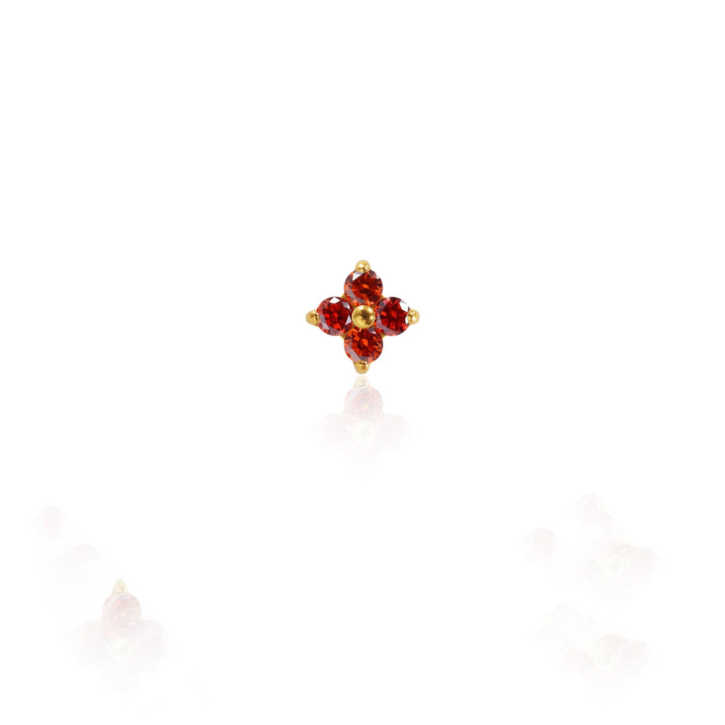 F136 Titanium Gold Bar Opal Four Leaf Clover Internally Threaded Flat Back Studs