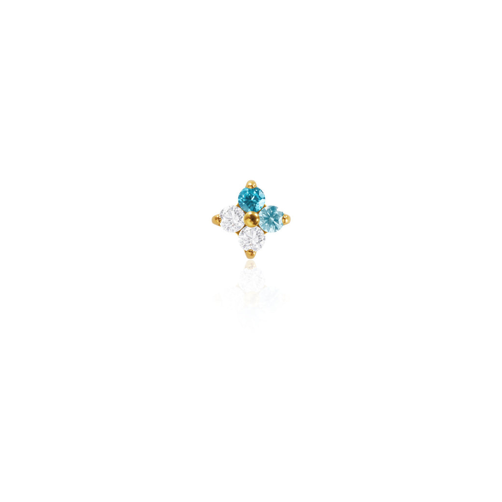 F136 Titanium Gold Bar Opal Four Leaf Clover Internally Threaded Flat Back Studs