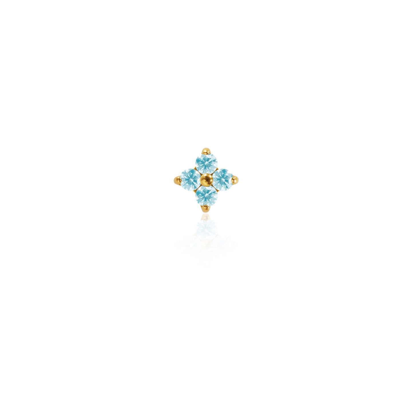 F136 Titanium Gold Bar Opal Four Leaf Clover Internally Threaded Flat Back Studs