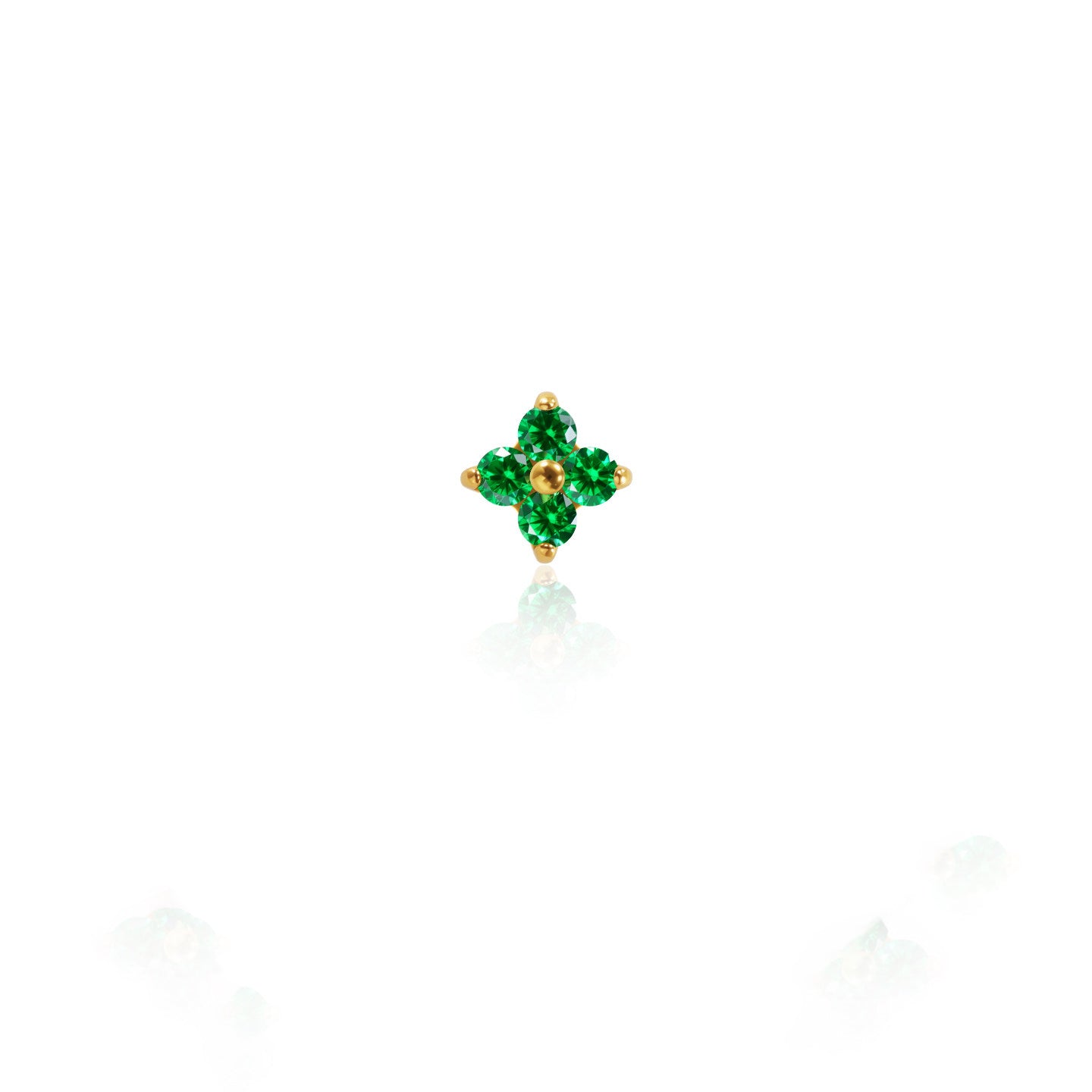 F136 Titanium Gold Bar Opal Four Leaf Clover Internally Threaded Flat Back Studs