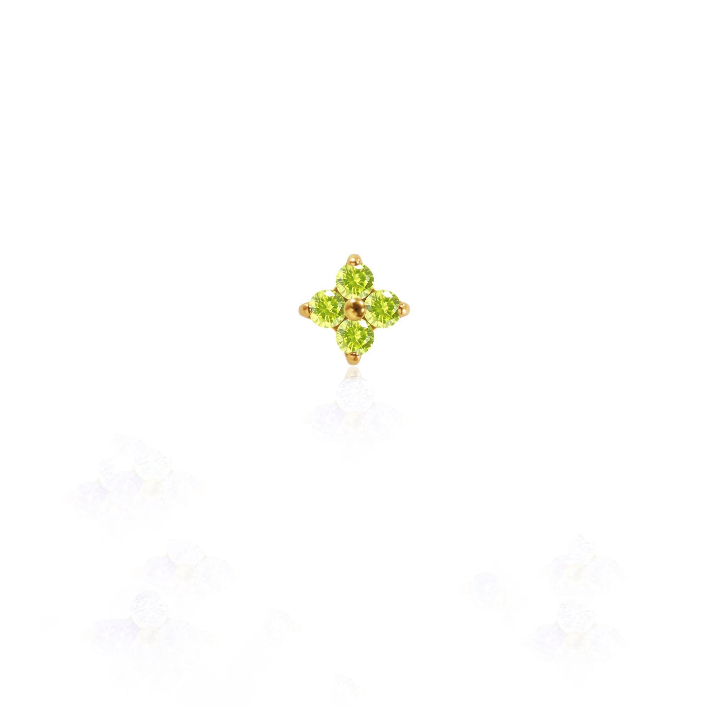 F136 Titanium Gold Bar Opal Four Leaf Clover Internally Threaded Flat Back Studs