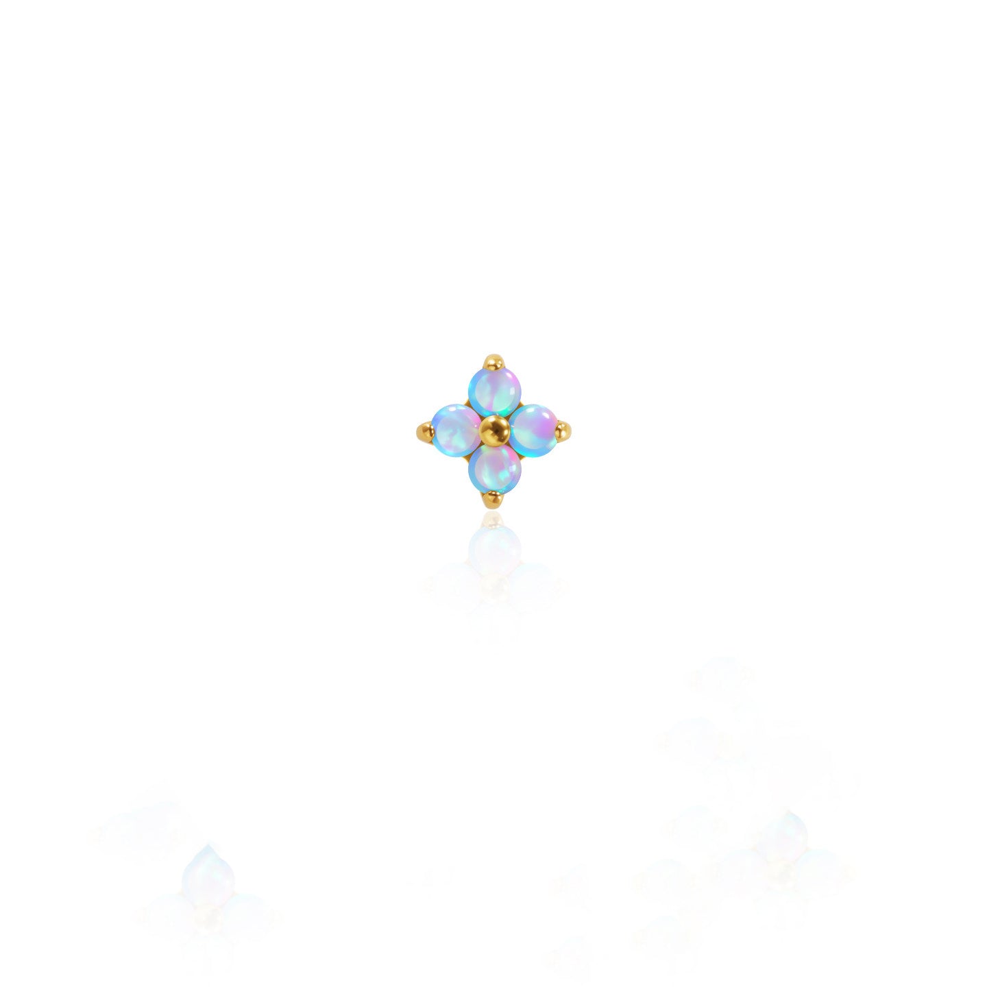F136 Titanium Gold Bar Opal Four Leaf Clover Internally Threaded Flat Back Studs