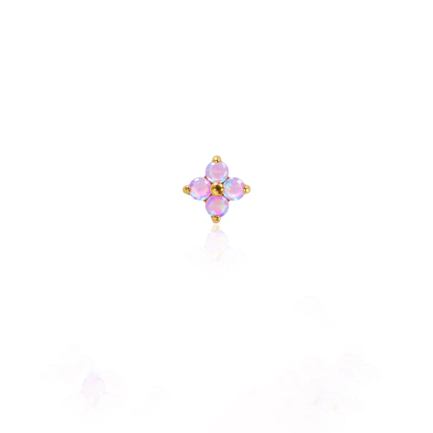 F136 Titanium Gold Bar Opal Four Leaf Clover Internally Threaded Flat Back Studs