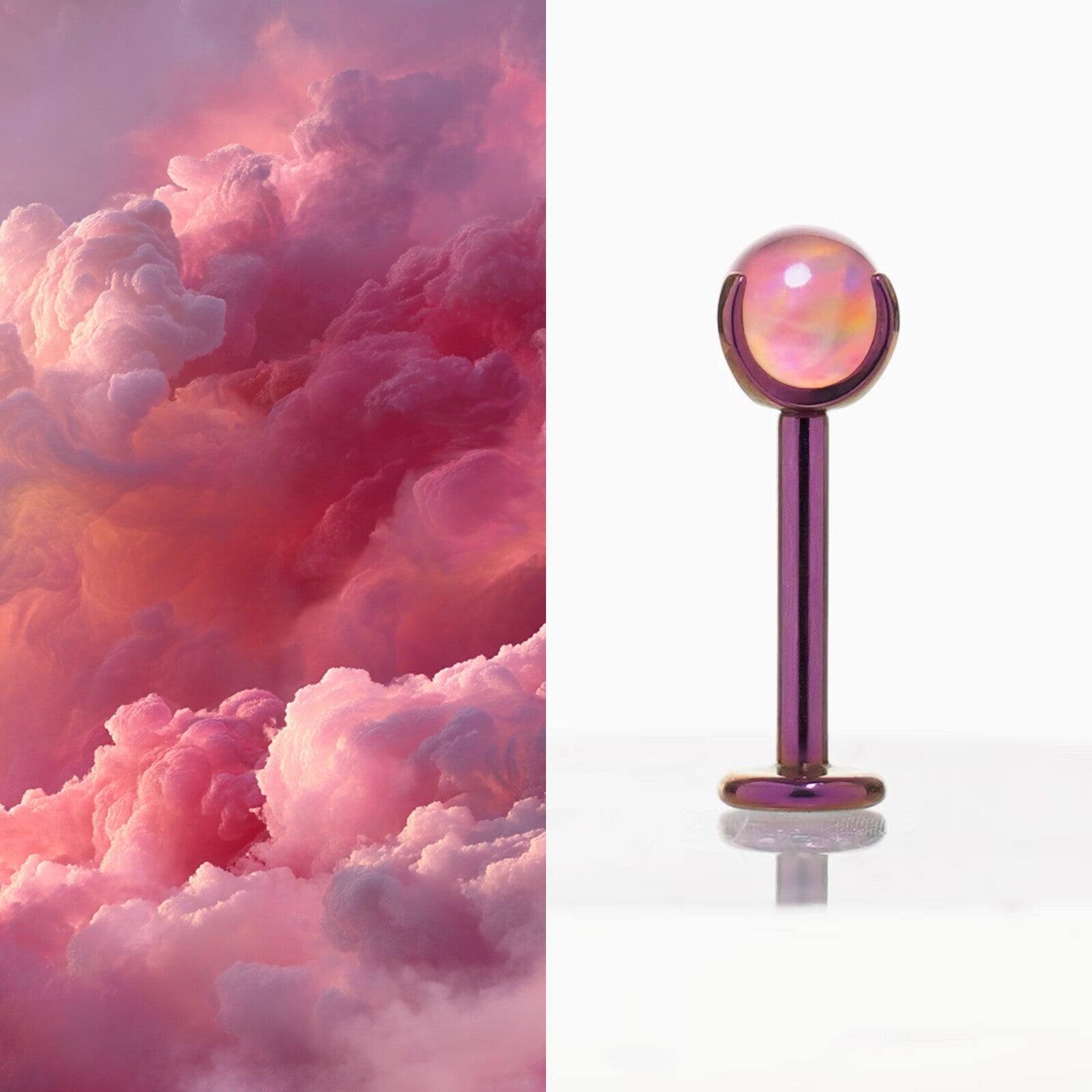 ASTM F136 Titanium Sparkling Jelly 5mm Opal Labret Stud - Cartilage & Lip Piercing