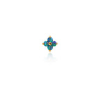 F136 Titanium Gold Bar Opal Four Leaf Clover Internally Threaded Flat Back Studs