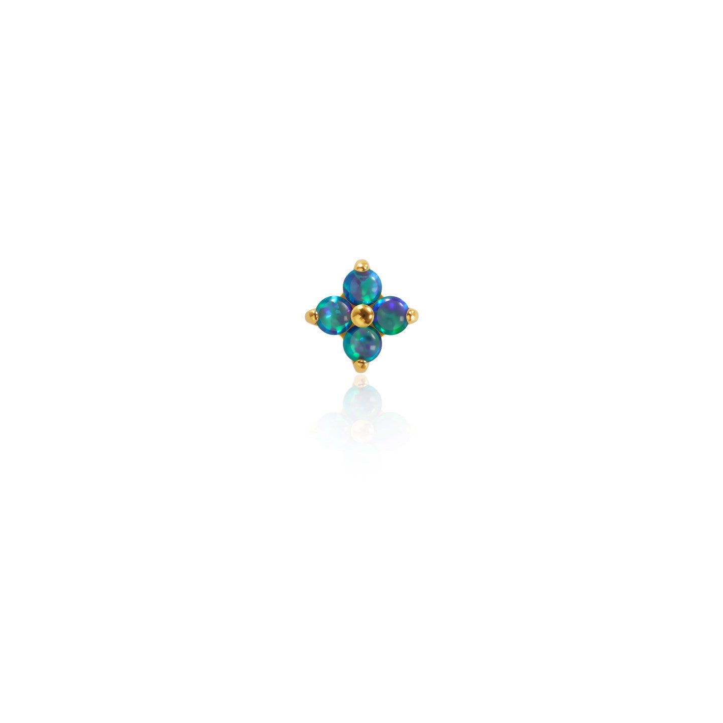 F136 Titanium Gold Bar Opal Four Leaf Clover Internally Threaded Flat Back Studs