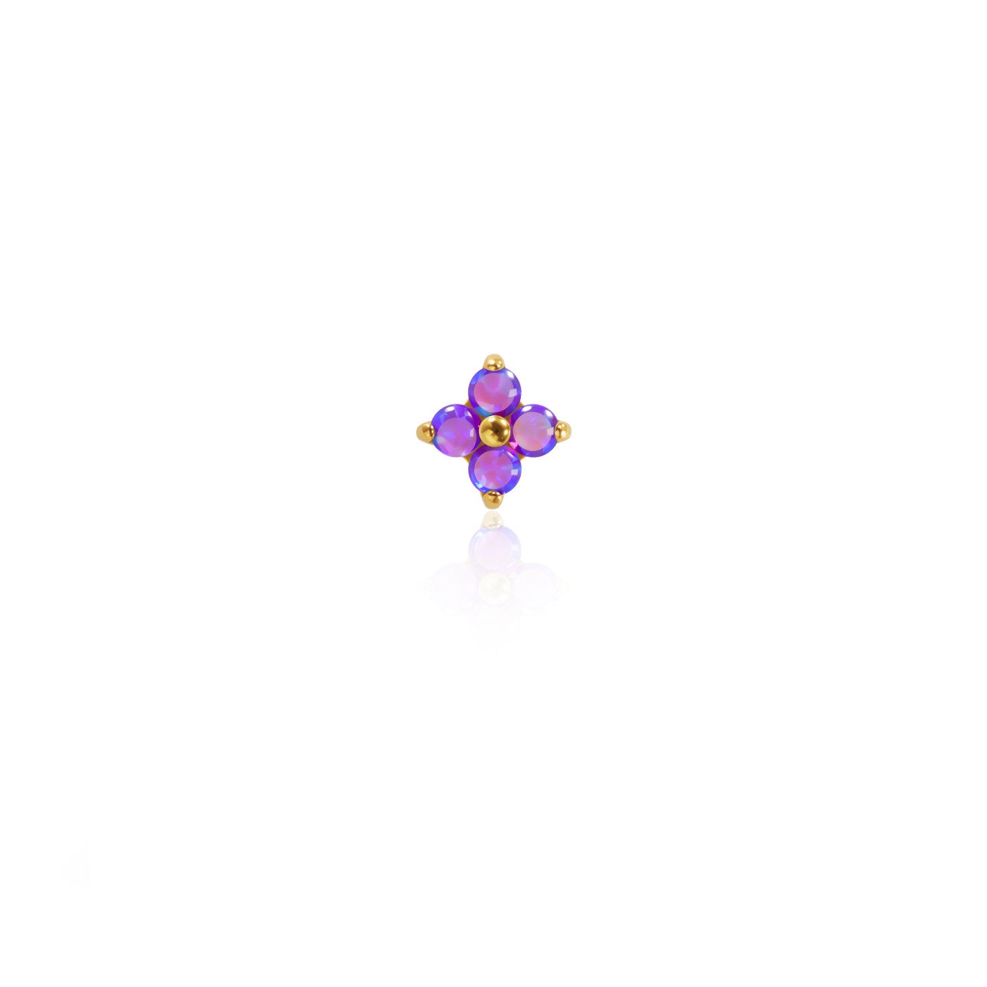 F136 Titanium Gold Bar Opal Four Leaf Clover Internally Threaded Flat Back Studs