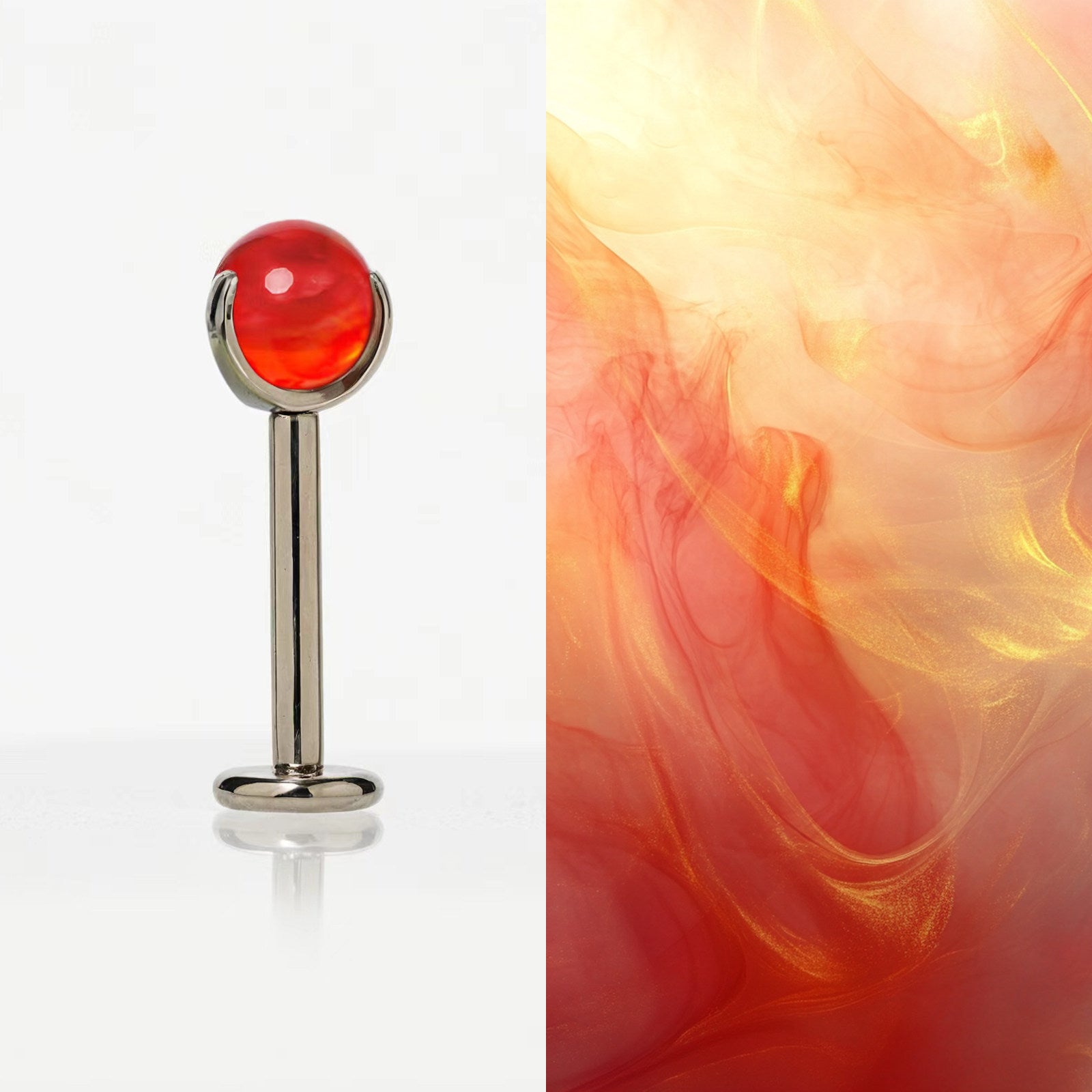 ASTM F136 Titanium Sparkling Jelly 5mm Opal Labret Stud - Cartilage & Lip Piercing