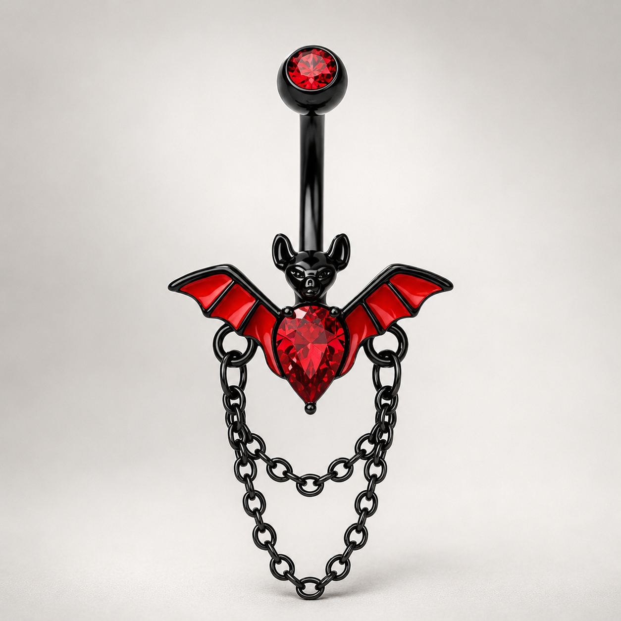 Fledermaus-Bauchnabelpiercing mit Zirkonia-Anhänger 
