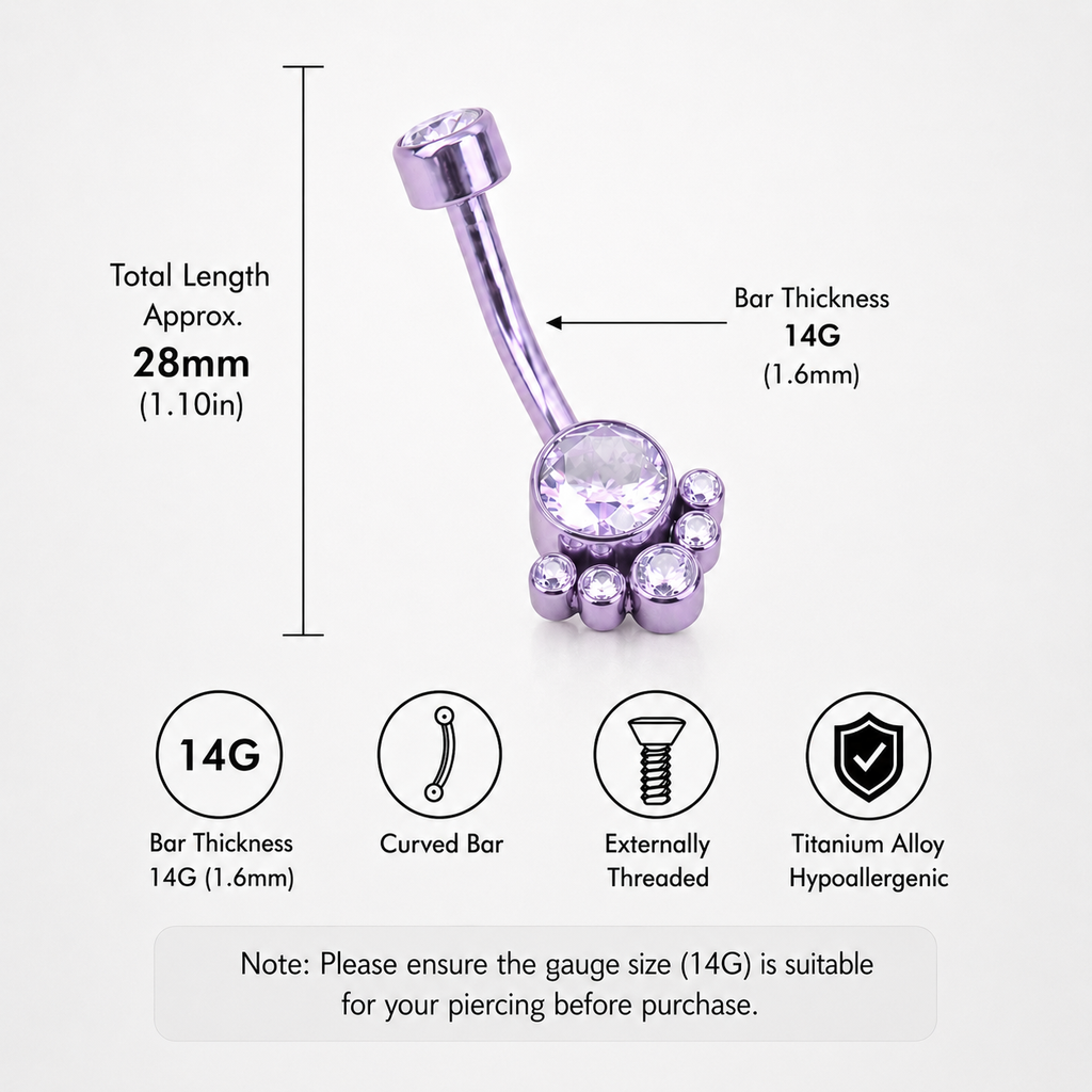 Rainbow CZ Cat Paw Titanium Navel Ring