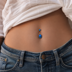 Rainbow CZ Cat Paw Titanium Navel Ring