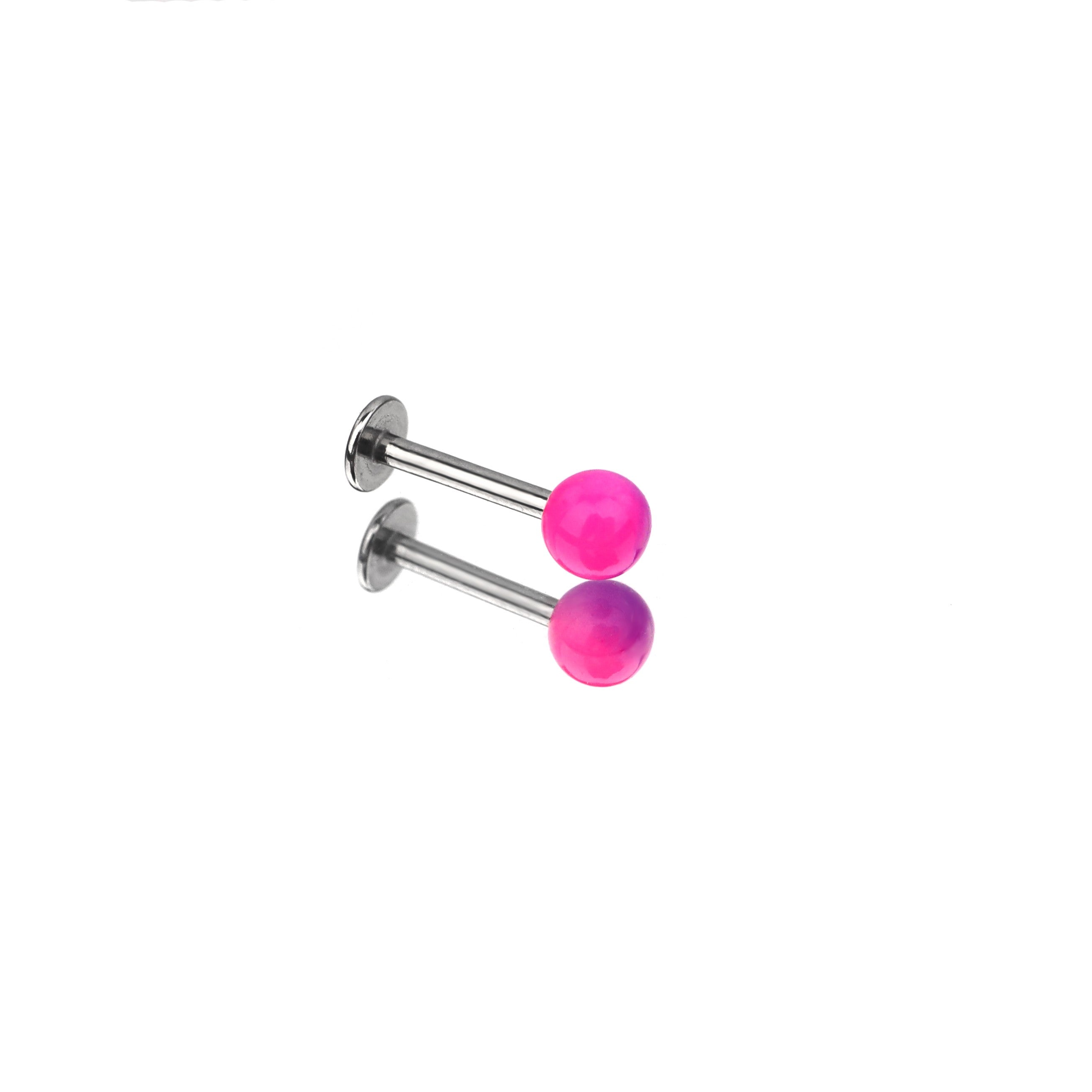 Acrylic Color Block Ball Lip Ring - Acrylic Color Block Ball Lip Ring - Purple-Pink Gradient / 6mm by CRUXJEWELRY