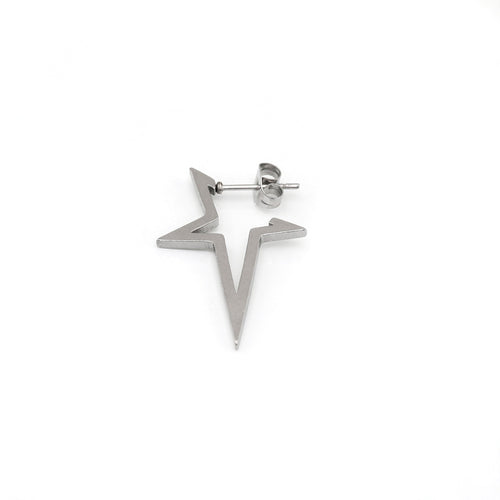 Black & White Large Pentagram Stainless Steel Ear Studs - product overview