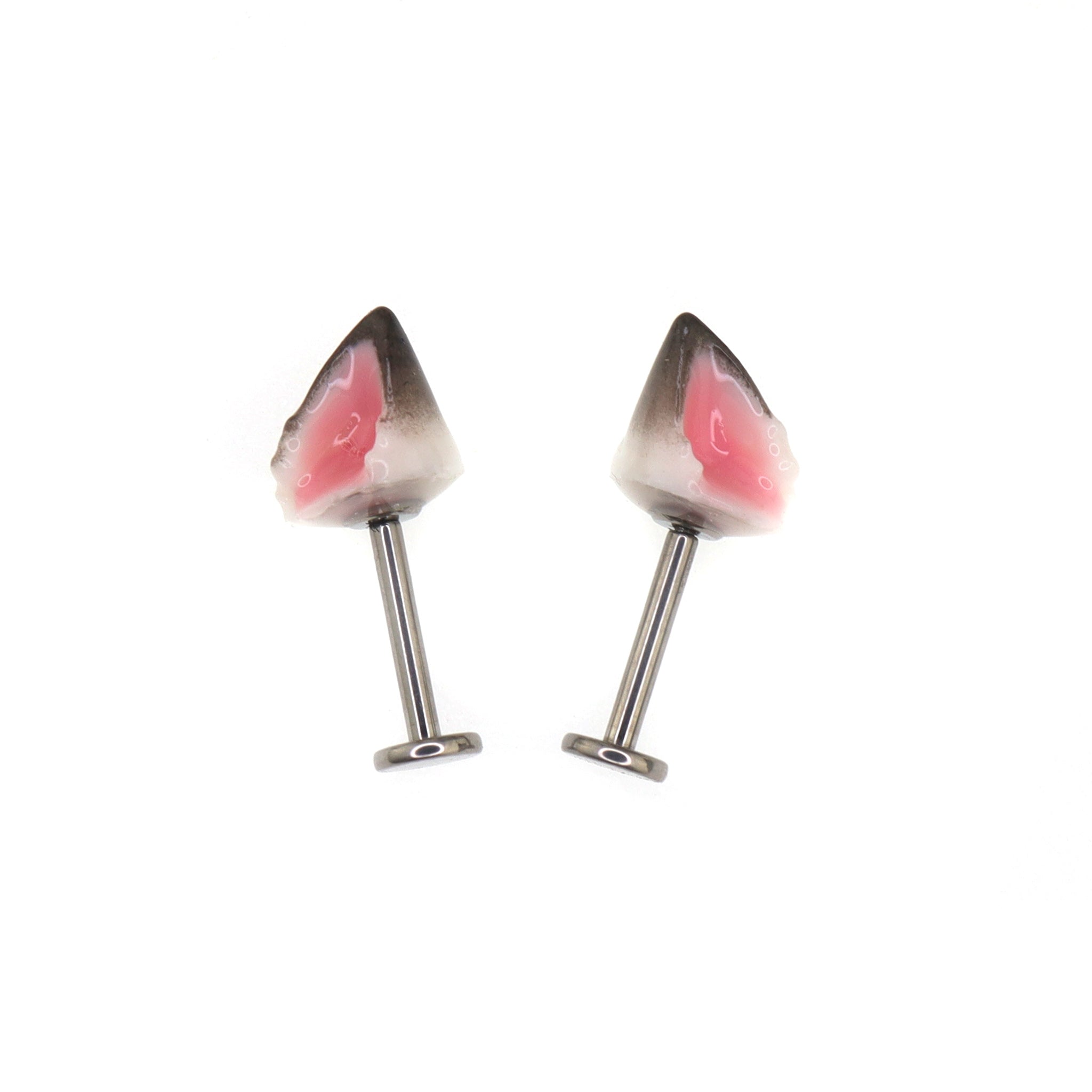 Paws & Purrs - PAIR OF Wolf Ear Internally Threaded Titanium Stud - Paws & Purrs - PAIR OF Wolf Ear Internally Threaded Titanium Stud - Flat-Back / 6mm by CRUXJEWELRY