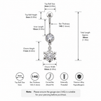 Anneau de nombril pendant en acier inoxydable avec zircon cubique en forme de flocon de neige 