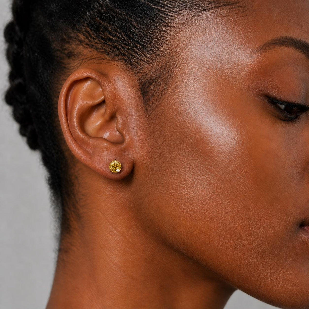ETSY 4574962154 | IMAGE 2 | Amber Moissanite Flat Back Stud