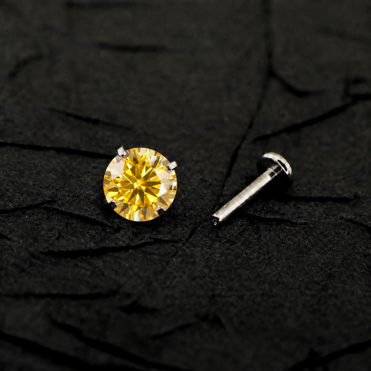 ETSY 4574962154 | IMAGE 3 | Amber Moissanite Flat Back Stud