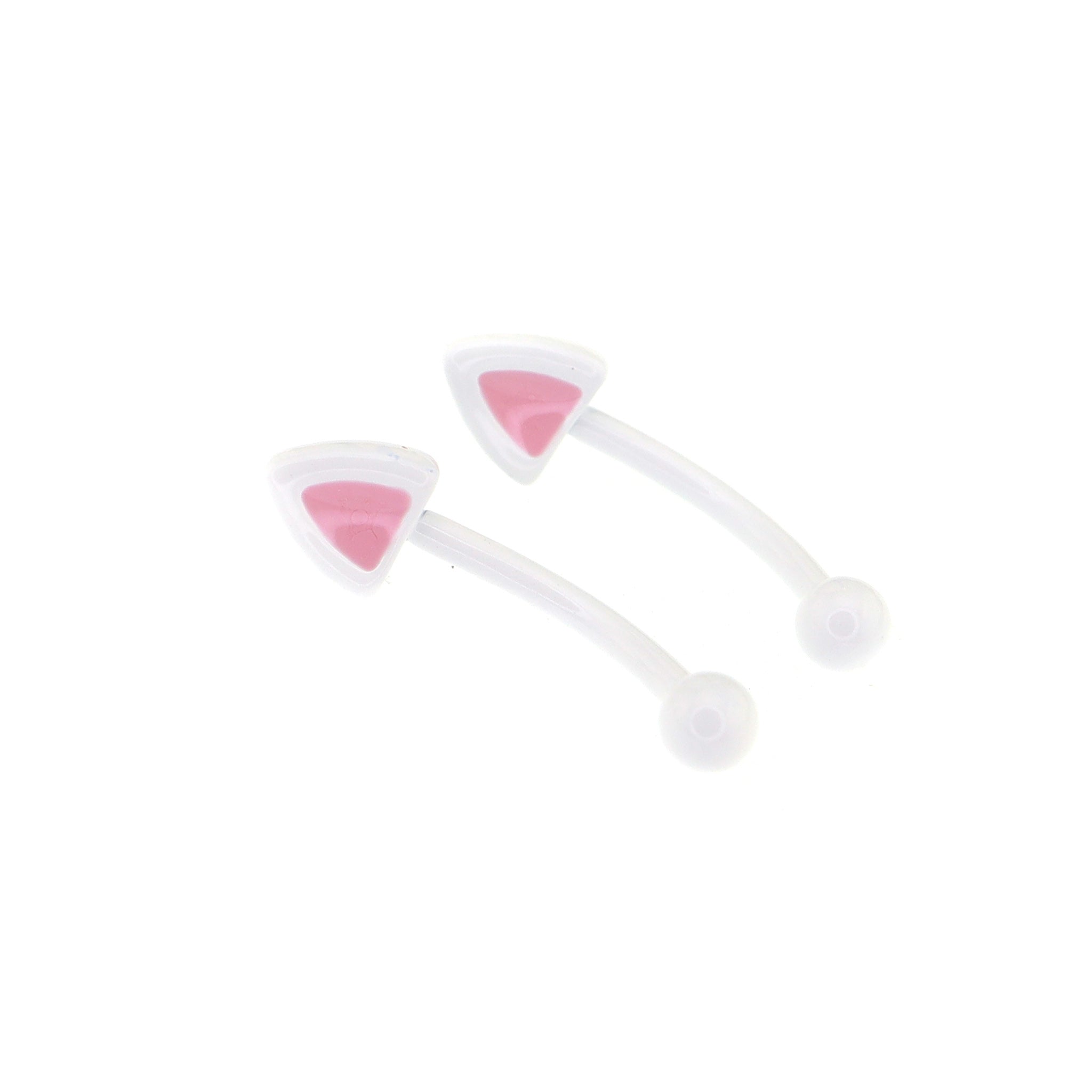 Paws & Purrs - Colorful Cat Ear Stainless Steel Rook Stud - Paws & Purrs - Colorful Cat Ear Stainless Steel Rook Stud - White / Set / 8mm by CRUXJEWELRY