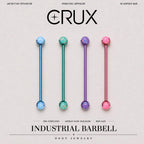 Aurora Opal titanium industrial barbell, front view
