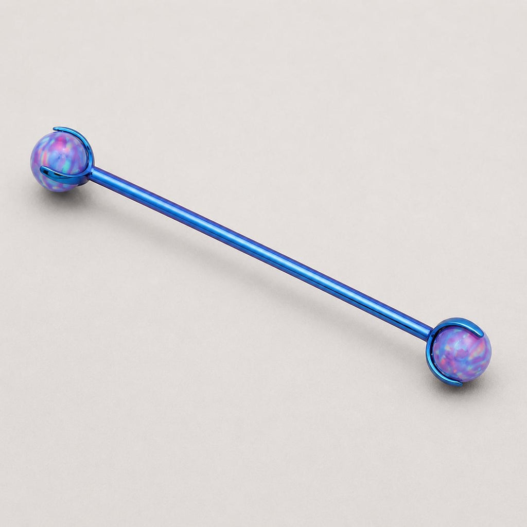 Aurora Opal titanium industrial barbell, detail view 3