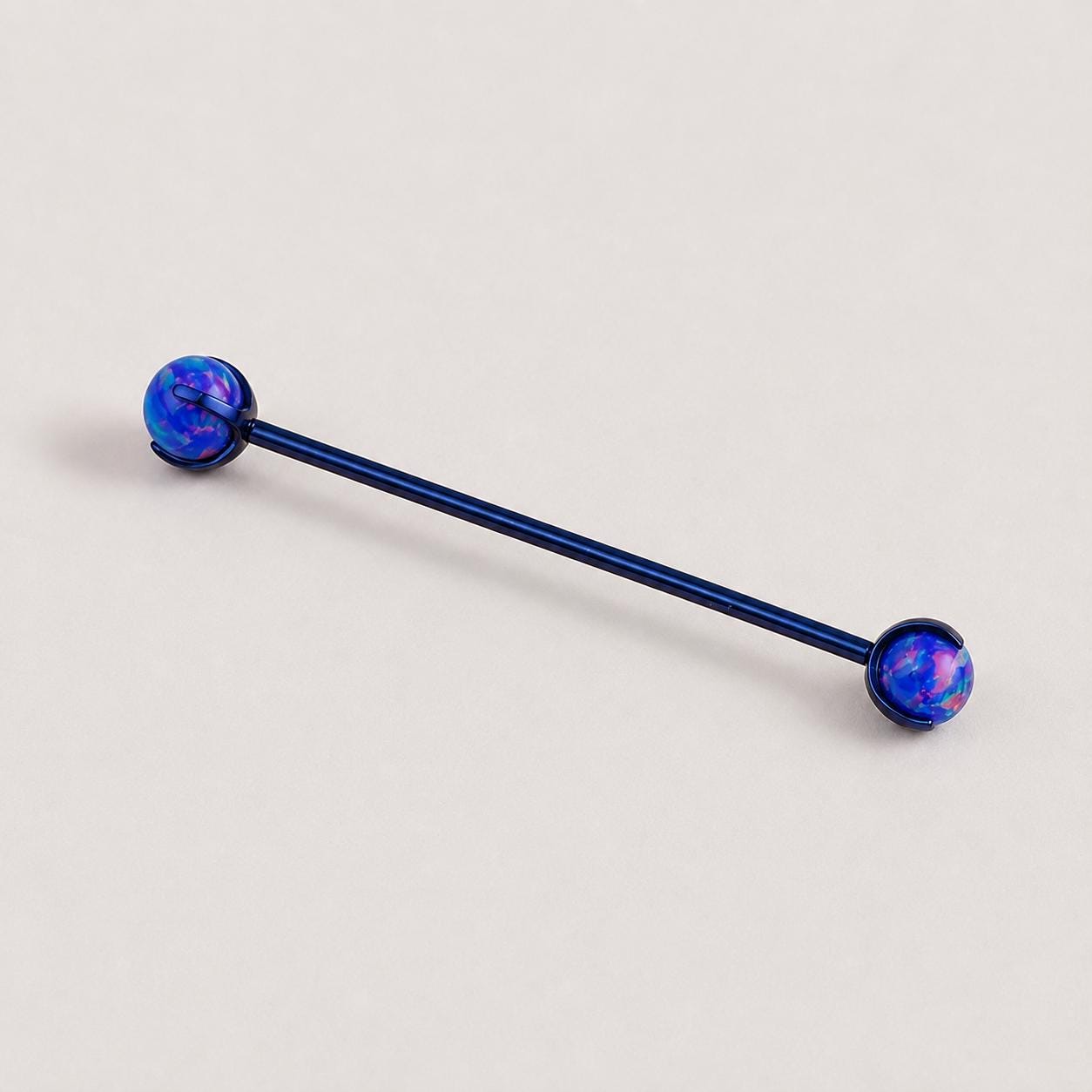 Aurora Opal titanium industrial barbell, detail view 4