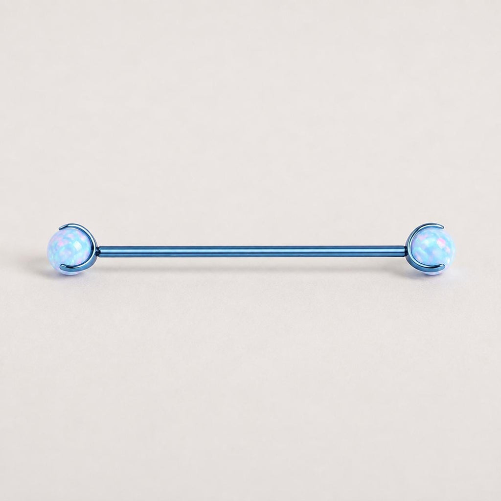 Aurora Opal titanium industrial barbell, detail view 5