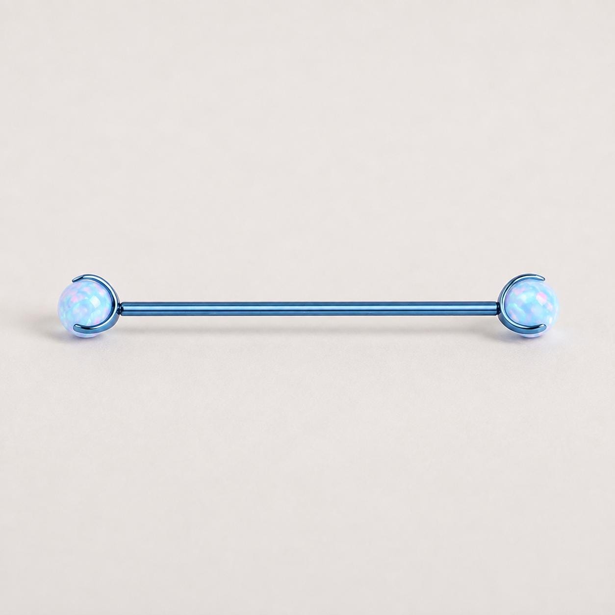 Aurora Opal titanium industrial barbell, detail view 5