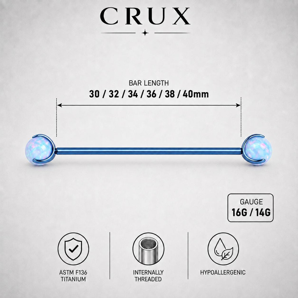 Aurora Opal titanium industrial barbell, detail view 8
