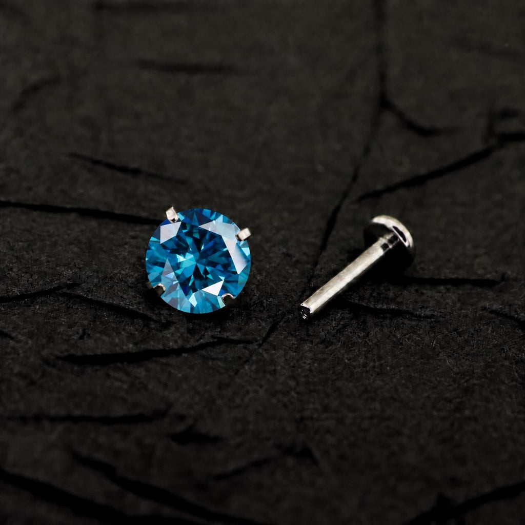 ETSY 4574960454 | IMAGE 3 | Azure Moissanite Flat Back Stud
