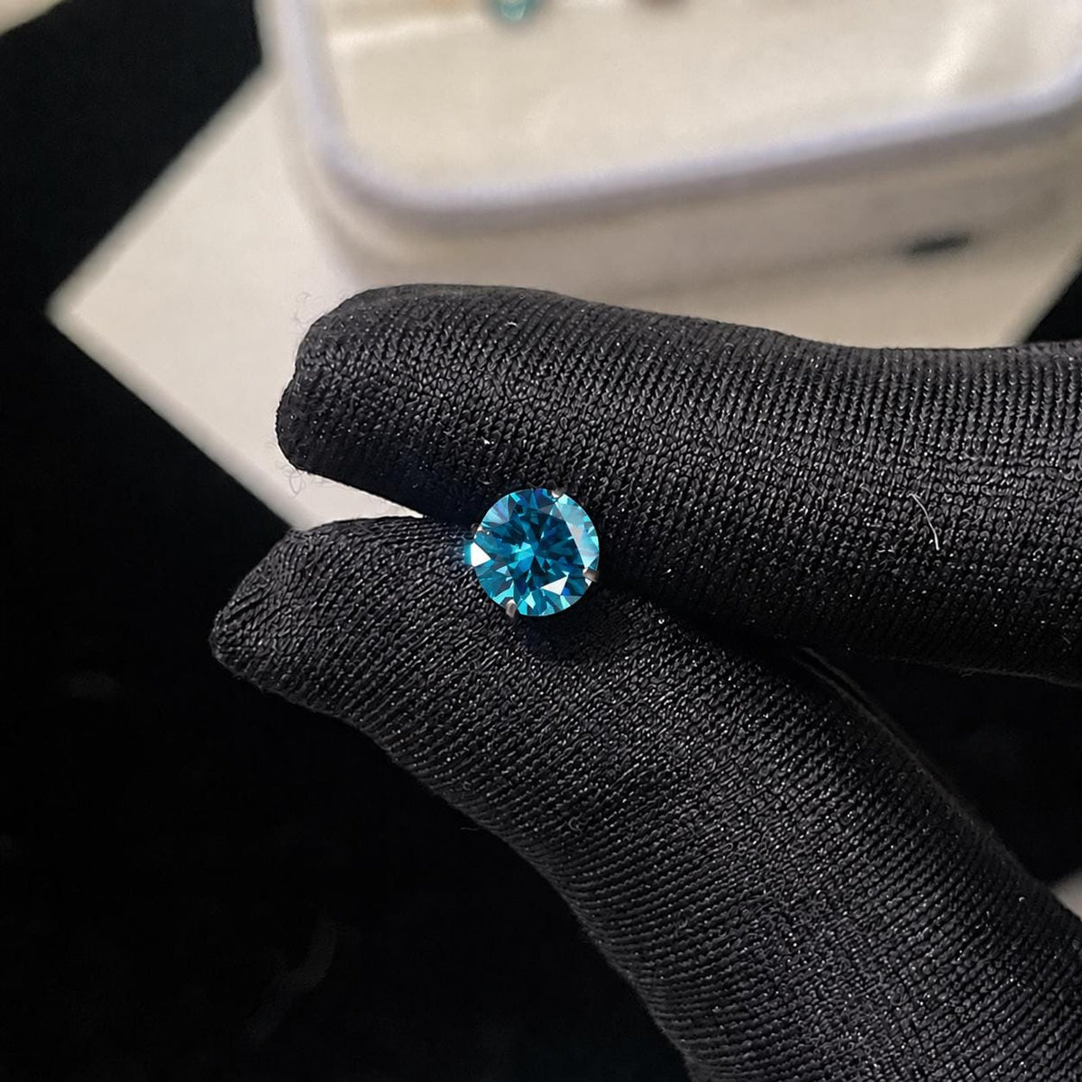 ETSY 4574960454 | IMAGE 4 | Azure Moissanite Flat Back Stud