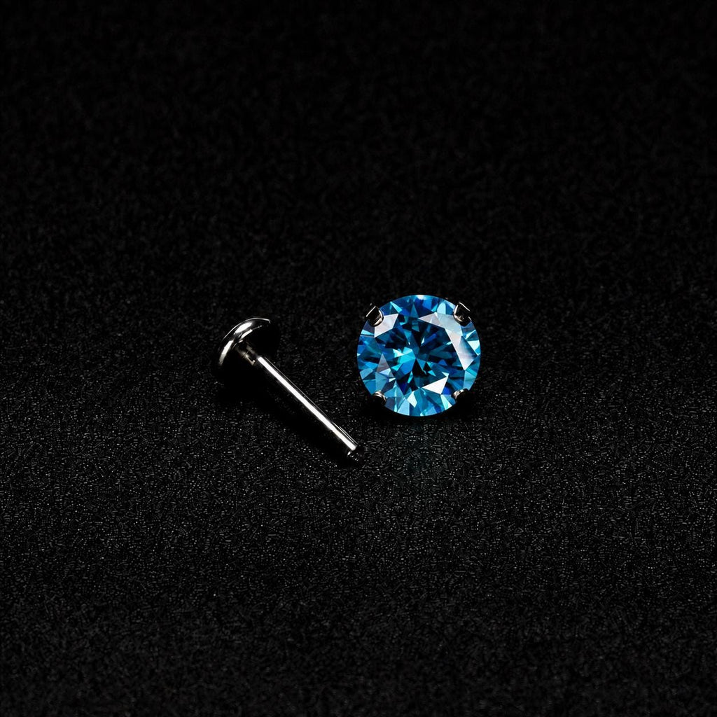 ETSY 4574960454 | IMAGE 5 | Azure Moissanite Flat Back Stud