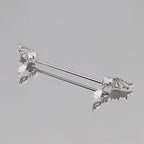 Bat Wing Crystal titanium industrial barbell, detail view 4