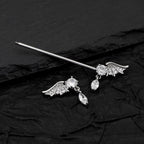 Bat Wing Crystal titanium industrial barbell, detail view 5