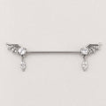 Bat Wing Crystal titanium industrial barbell, detail view 6