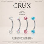 ASTM F136 Titanium Full CZ Curved Barbell | Eyebrow & Rook