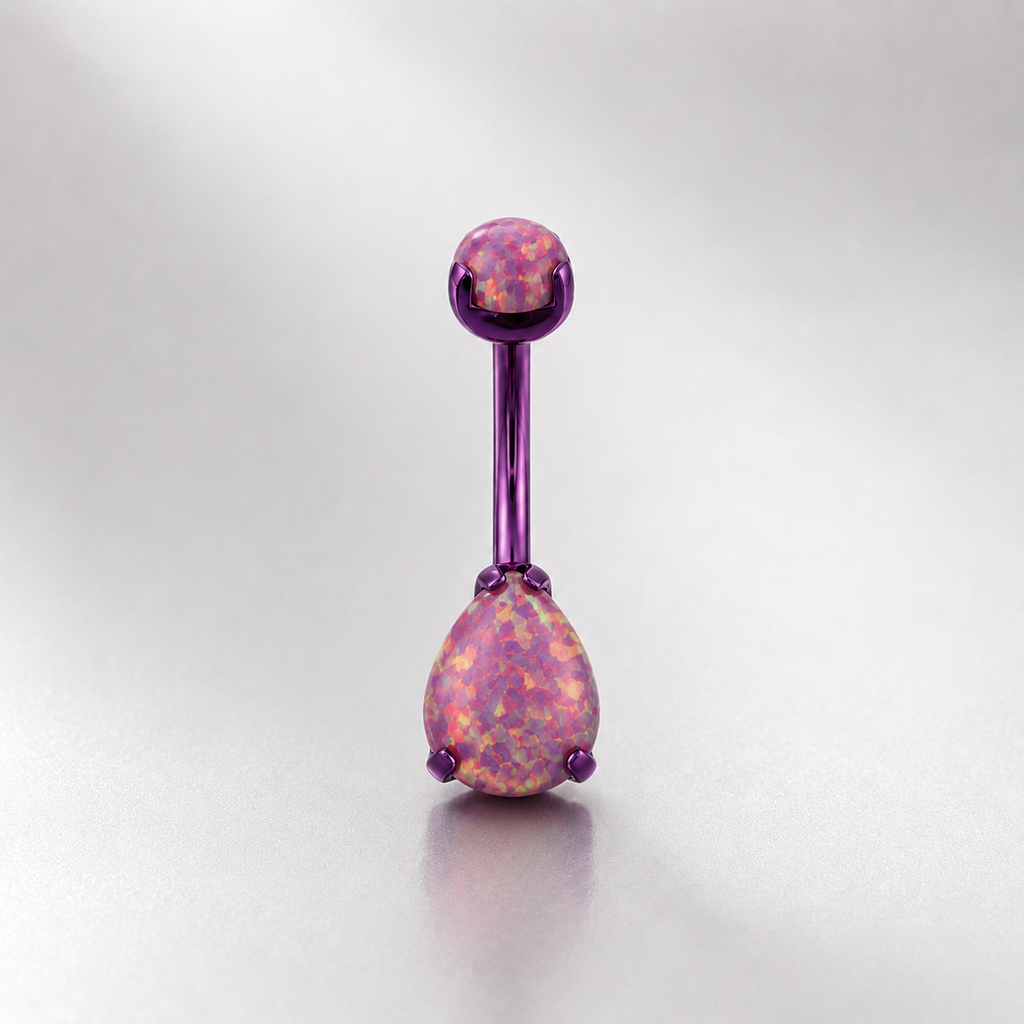 Teardrop Double Opal Titanium Belly Ring