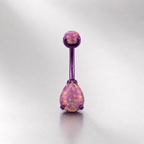 Teardrop Double Opal Titanium Belly Ring