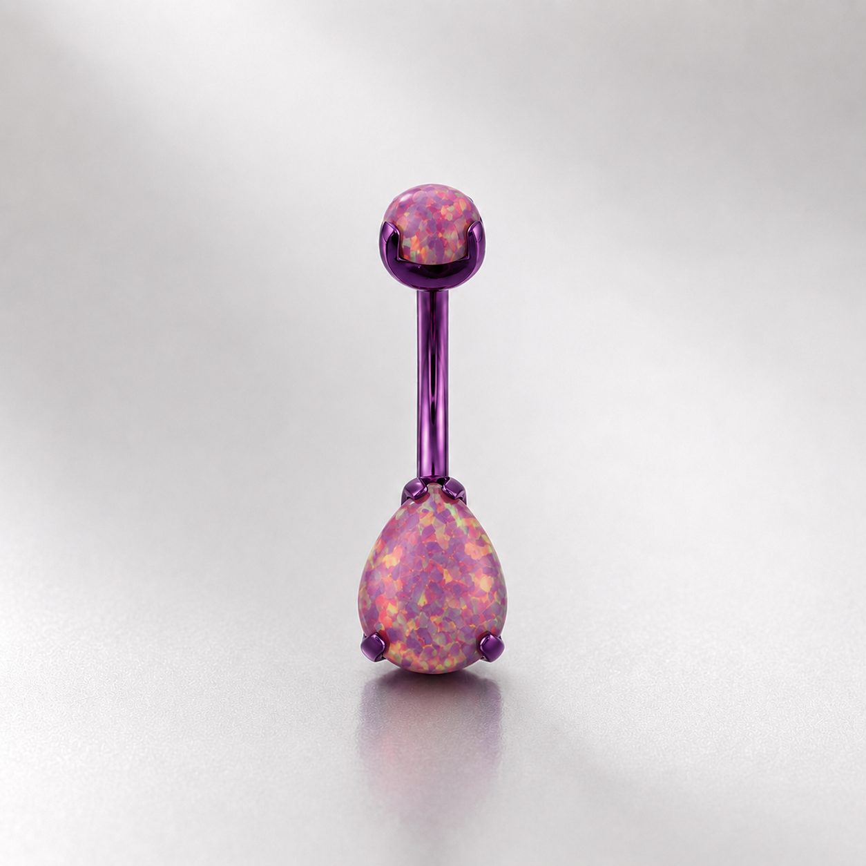 Teardrop Double Opal Titanium Belly Ring