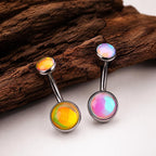 Rainbow Moonstone Navel Ring detail 3