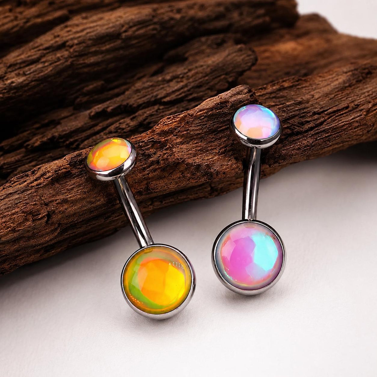 Rainbow Moonstone Navel Ring detail 3