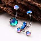 Rainbow Moonstone Navel Ring detail 4