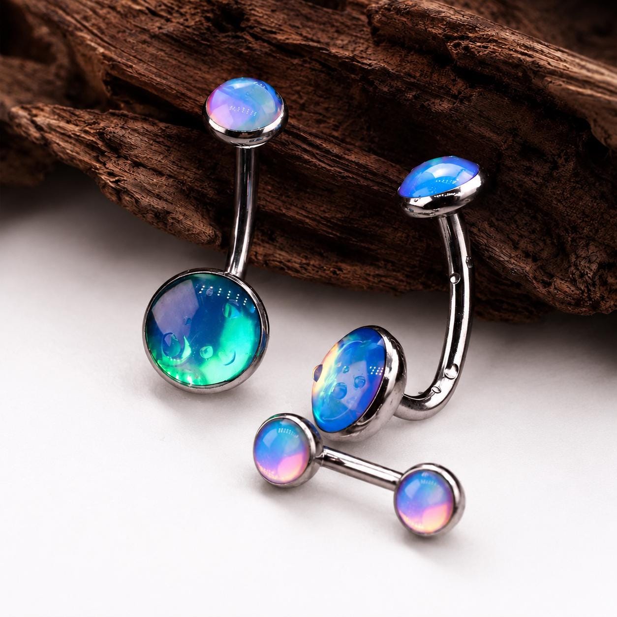 Rainbow Moonstone Navel Ring detail 4