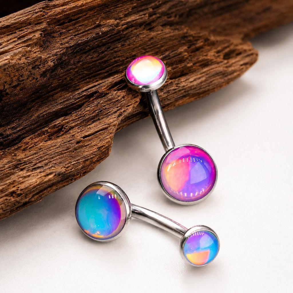 Rainbow Moonstone Navel Ring detail 6