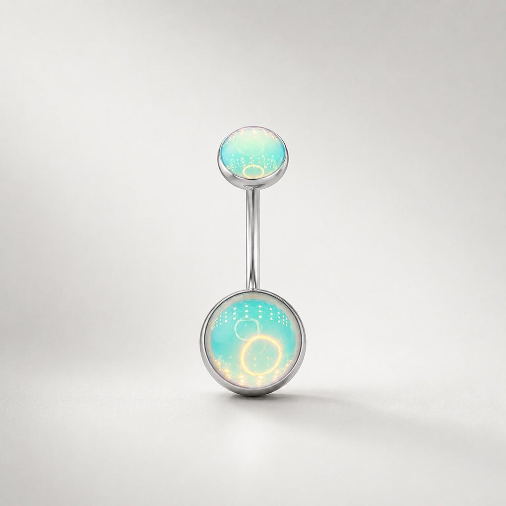 Rainbow Moonstone Navel Ring detail 12