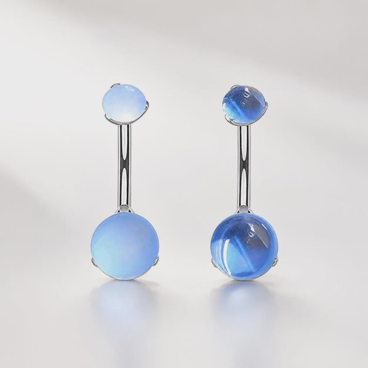 Blue Opal Cat Eye Titanium Belly Ring detail 5