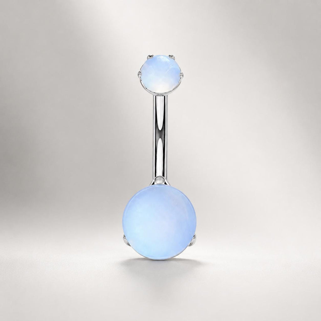 Blue Opal Cat Eye Titanium Belly Ring detail 6