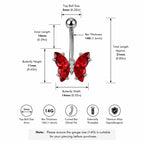 Crystal Butterfly Titanium Belly Ring detail 9