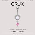 Opal Pink Heart Titanium Belly Ring