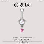 Opal Pink Heart Titanium Belly Ring